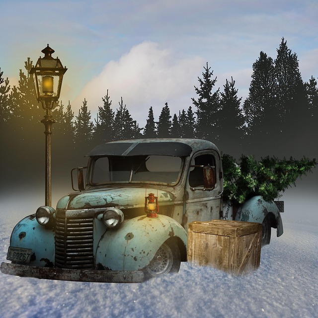 Weihnachten, Schnee, Wagen, Hintergrund