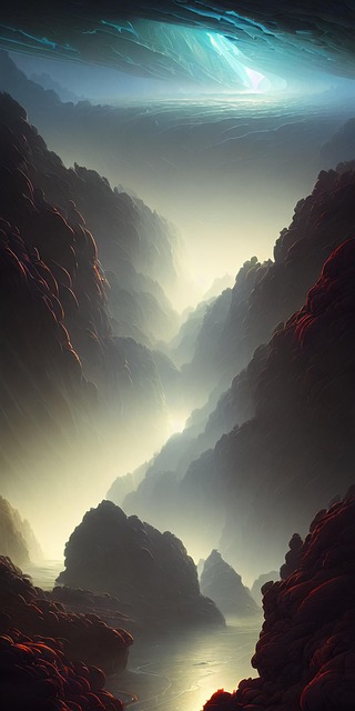 Free mountain river fantasy illustration