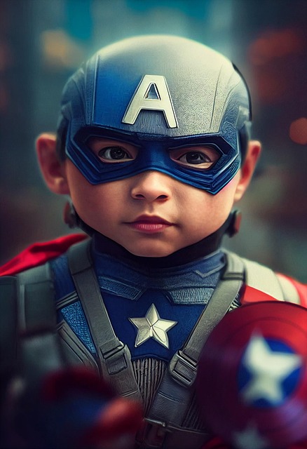 Free boy in costume wonderful hero illustration