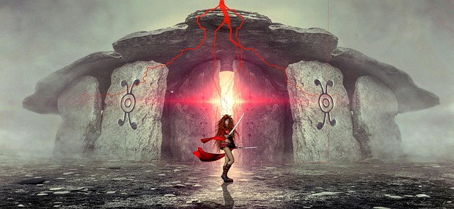 Free warrior temple lightning illustration