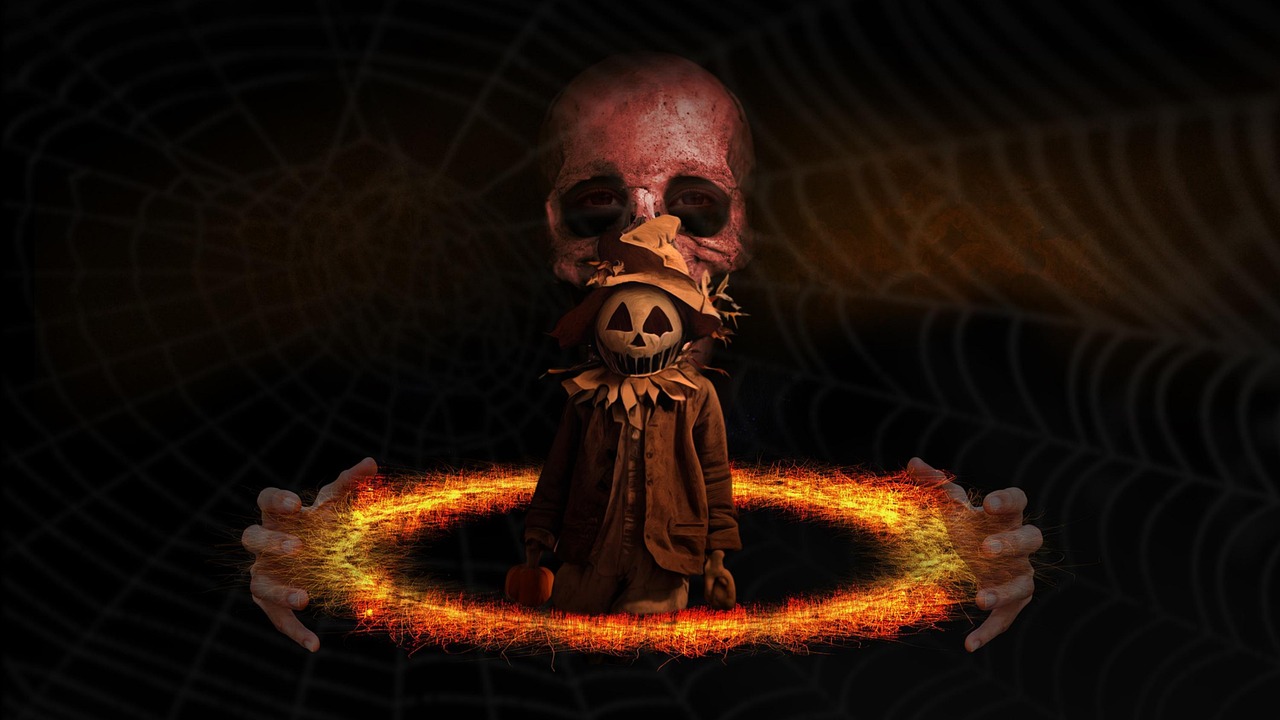 Download Skull, Scarecrow, Fire. Royalty-Free Stock Illustration Image