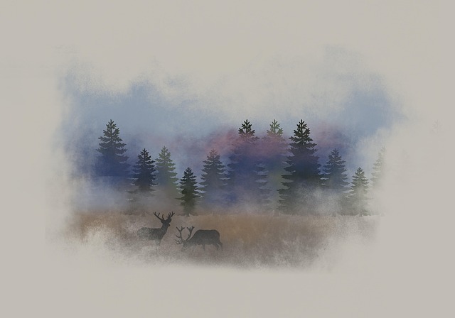 Free trees nature roe deer illustration