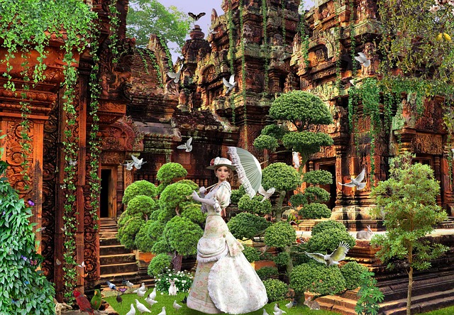 Free lady garden fantasy illustration