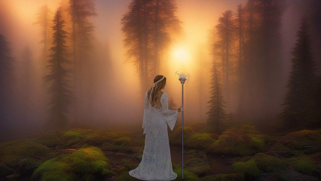 Free wizard forest fantasy illustration