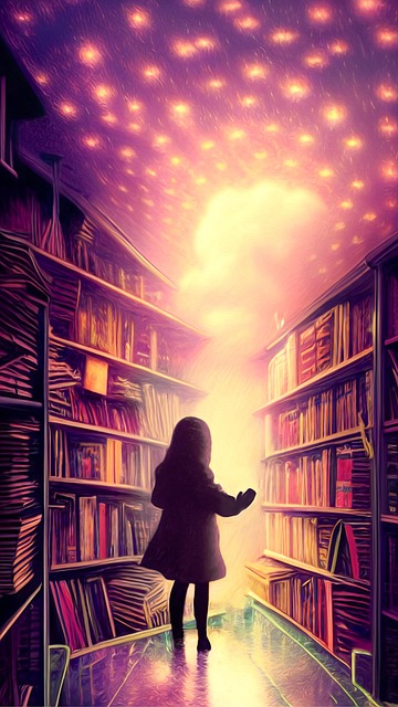 Free kid bookshelves library illustration