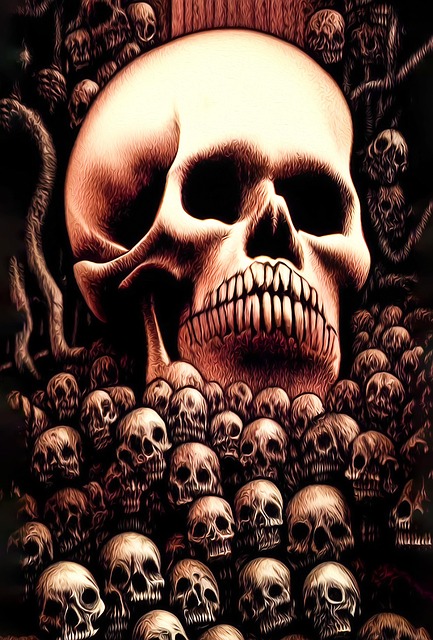 Free dungeon skulls halloween illustration