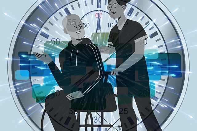 Free working time caregiver care for the elderly illustration