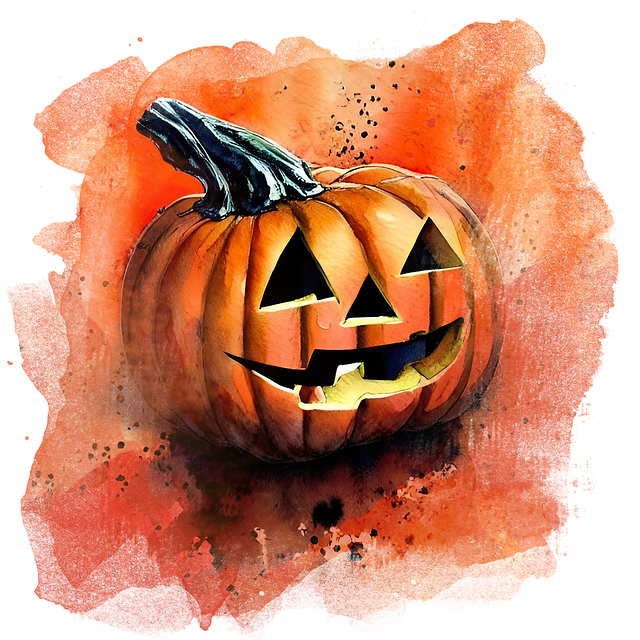 Free pumpkin halloween watercolor illustration