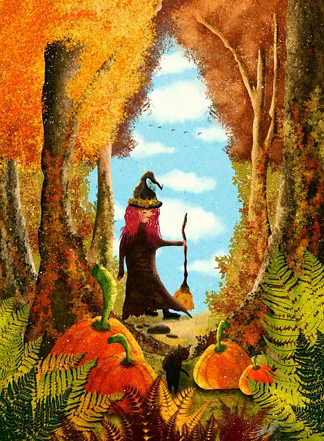 Herbst, Wald, Hexe, Halloween, Natur