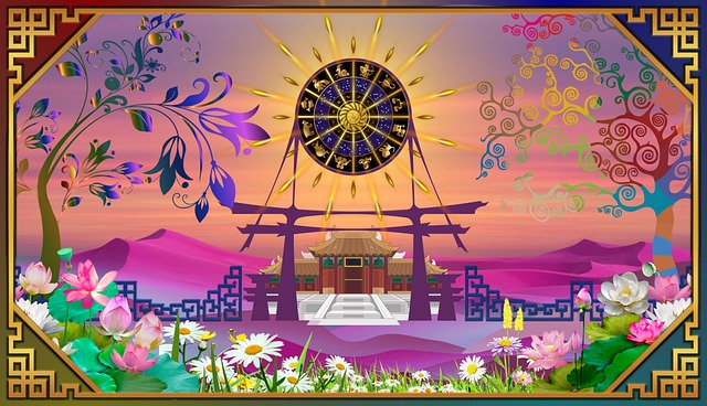 Free torii temple meditation illustration