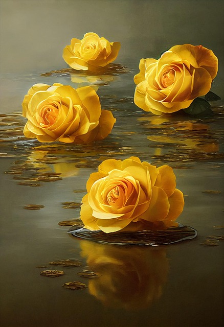 Free roses flowers hand painted art illustration