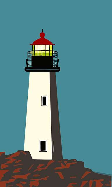 Free lighthouse coast painting vector