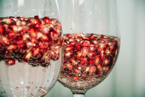 Semillas De Granada, Soda, Beber, Vidrio