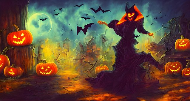 Halloween, Kürbis, Mondschein, Düster