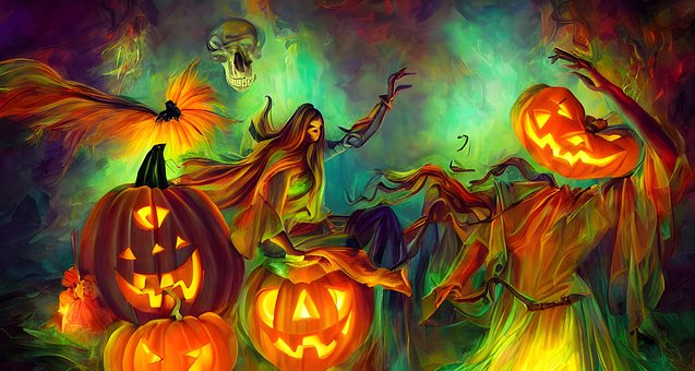 Halloween, Malen, Kürbis, Düster