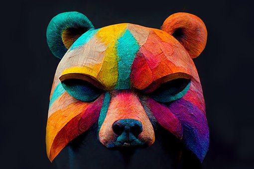 Bjørn, Maske, Farve, Træ, Kunst, Design
