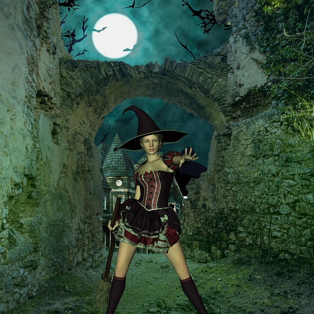 Free witch woman halloween illustration