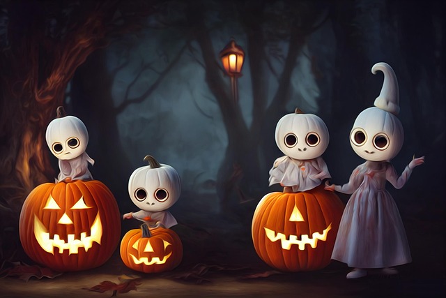 Download free HD stock image of Halloween Ghosts Free halloween ghosts jack o' lanterns illustration