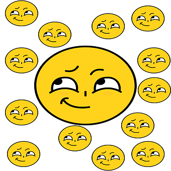 Emojis, Smaile, Lykkelig, Tænker, Gul