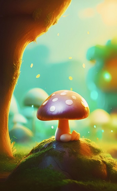 Free mushroom moss rock illustration