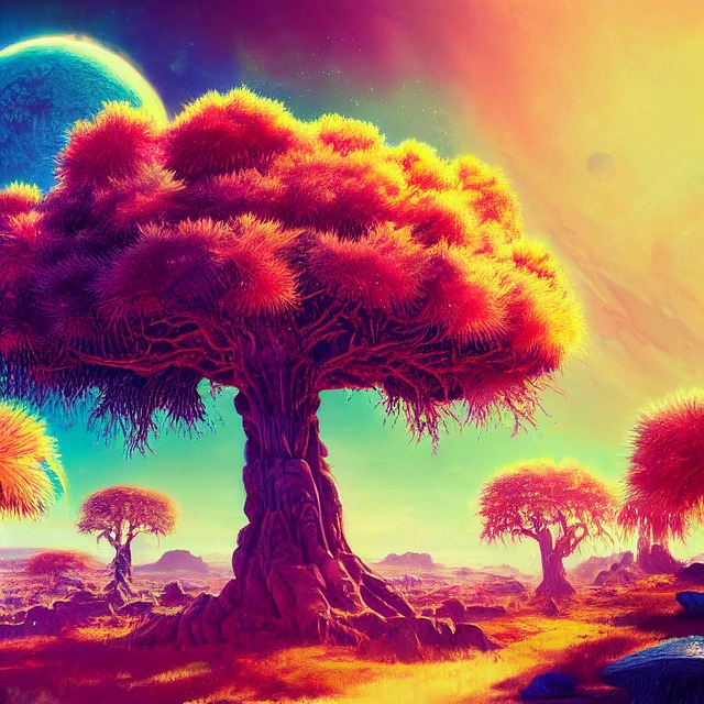 Free Fantasy Colorful Tree illustration and picture