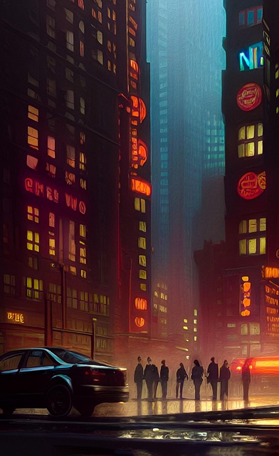 Free city lights skyline illustration