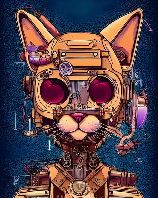 Free mechanical pet cat illustration