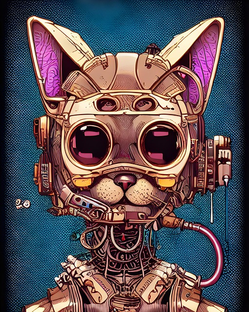 Free mechanical cat abstract illustration