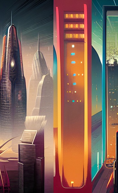 Free futuristic architecture buildings illustration