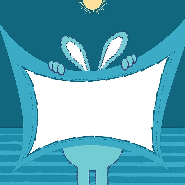 Free abstract cartoon art hide and seek dwarf shy bunny illustration