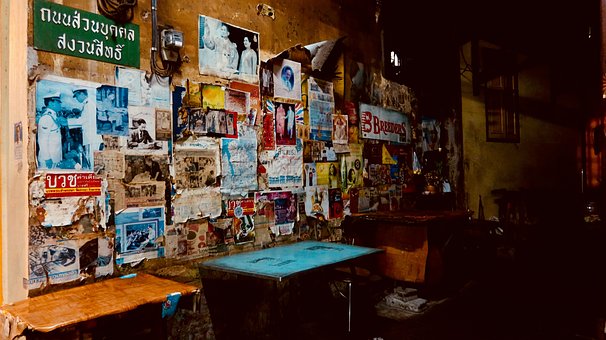 Cafe, Bar, Poster, Innere, Bunt