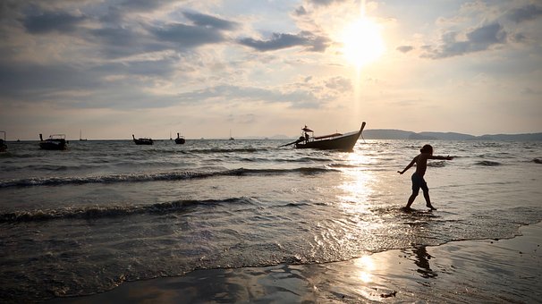 Meer, Kontur, Wellen, Boot, Tropisch
