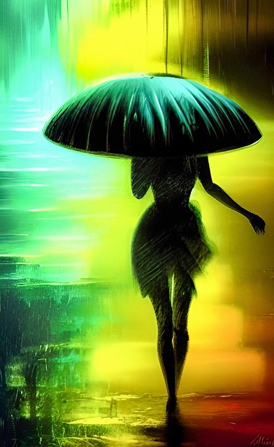 Free rain woman night illustration