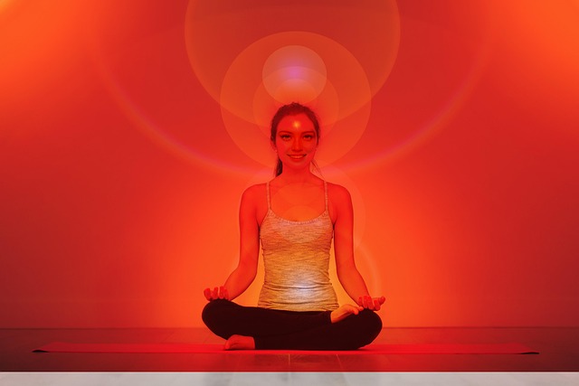 Free woman meditation eve illustration