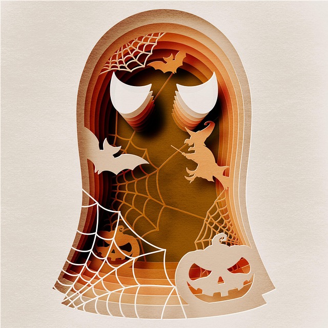 Free halloween ghost papercut illustration
