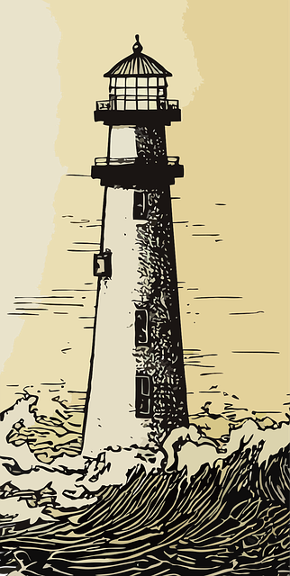 Free lighthouse sea painting vector
