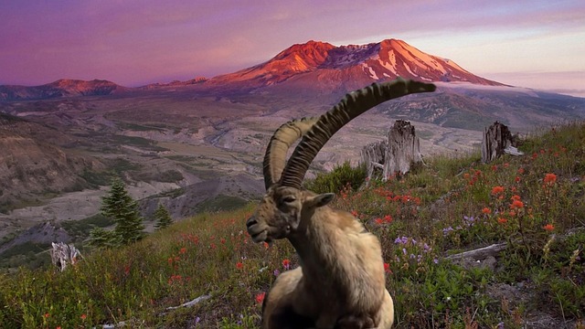 Free alpine ibex mountain nature illustration