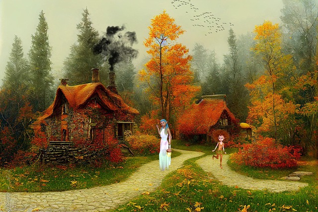 Free elves autumn nature illustration