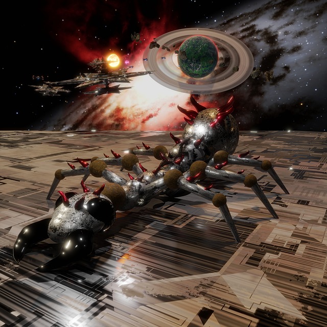 Free centipede robot spaceship illustration