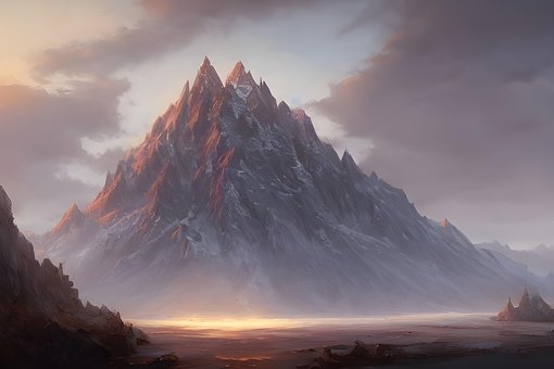 Berg, Landschaft, Kunst, Zeichnung, Öl