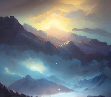 Öl, Berg, Landschaft, Zeichnung, Kunst