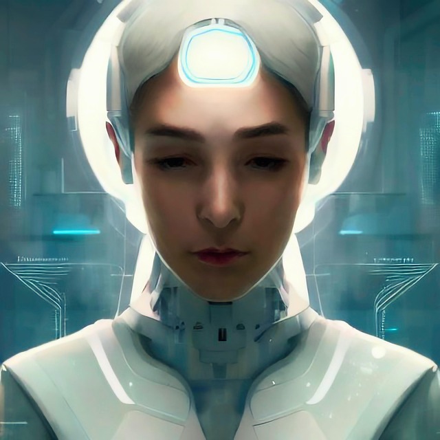 Free woman futuristic technology illustration