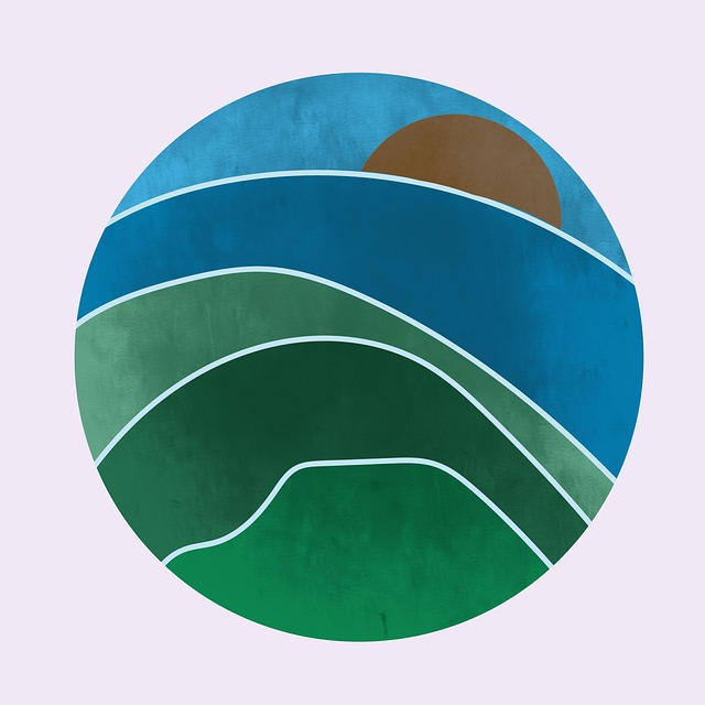Free circle mountain design illustration