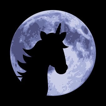 Lua, Unicórnio, Silhueta, Noite