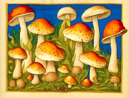 Free Mushrooms Toadstools illustration and picture