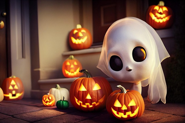 Free halloween ghosts jack o' lanterns illustration