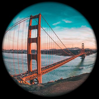 Free Fisheye Golden Gate Bridge photo and picture
