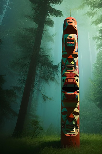 Download free HD stock image of Generated Totem Free generated totem carved mast illustration