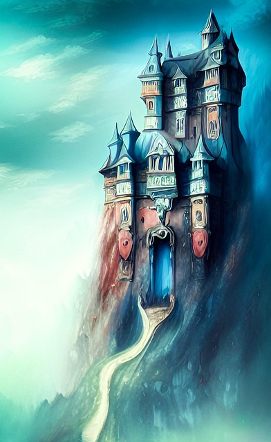 Free castle cliff mountain illustration