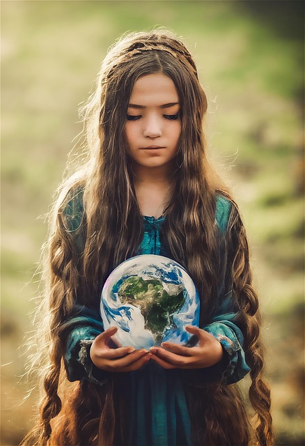 Mundo, Niño, Niñita, Ai Generado, Globo